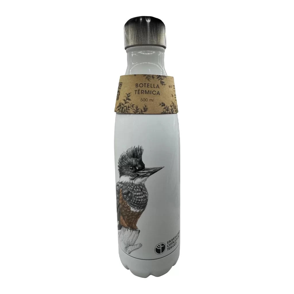 botella térmica blanca impresa con ave nacional