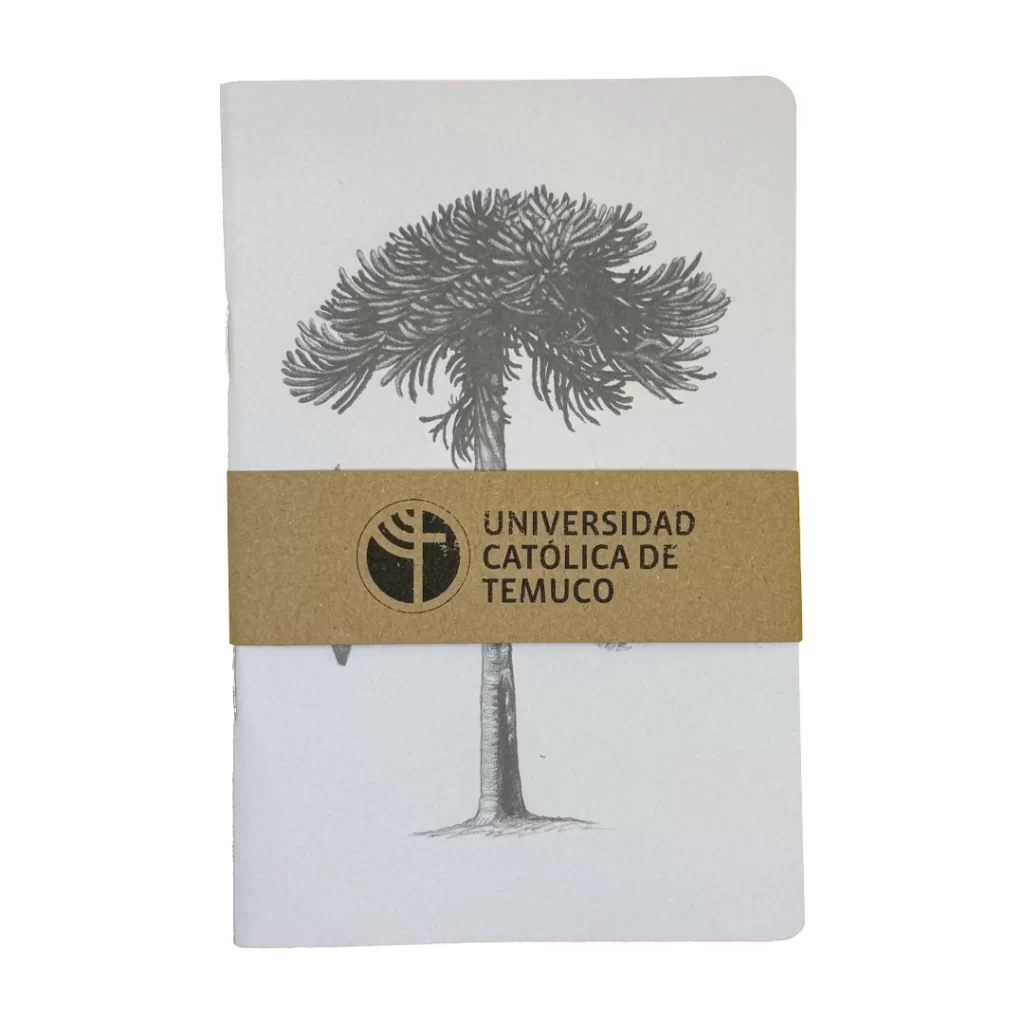 Libreta blanca con ilustración de araucaria